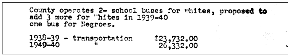 Excerpt showing proposed addition of buses for Blacks and whites